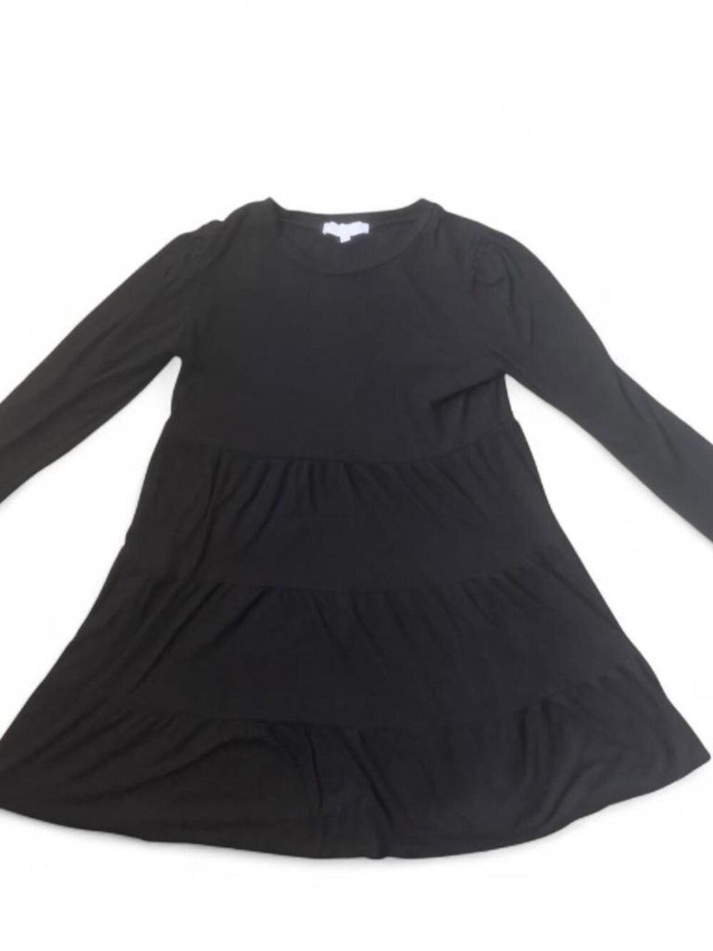 Love and Spice black long sleeve dress with ruffle detail. Size: M